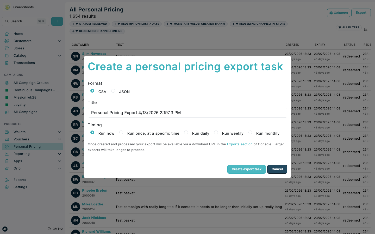 Exporting Personal Pricing records in Spaaza Console Exporting Personal Pricing records in Spaaza Console