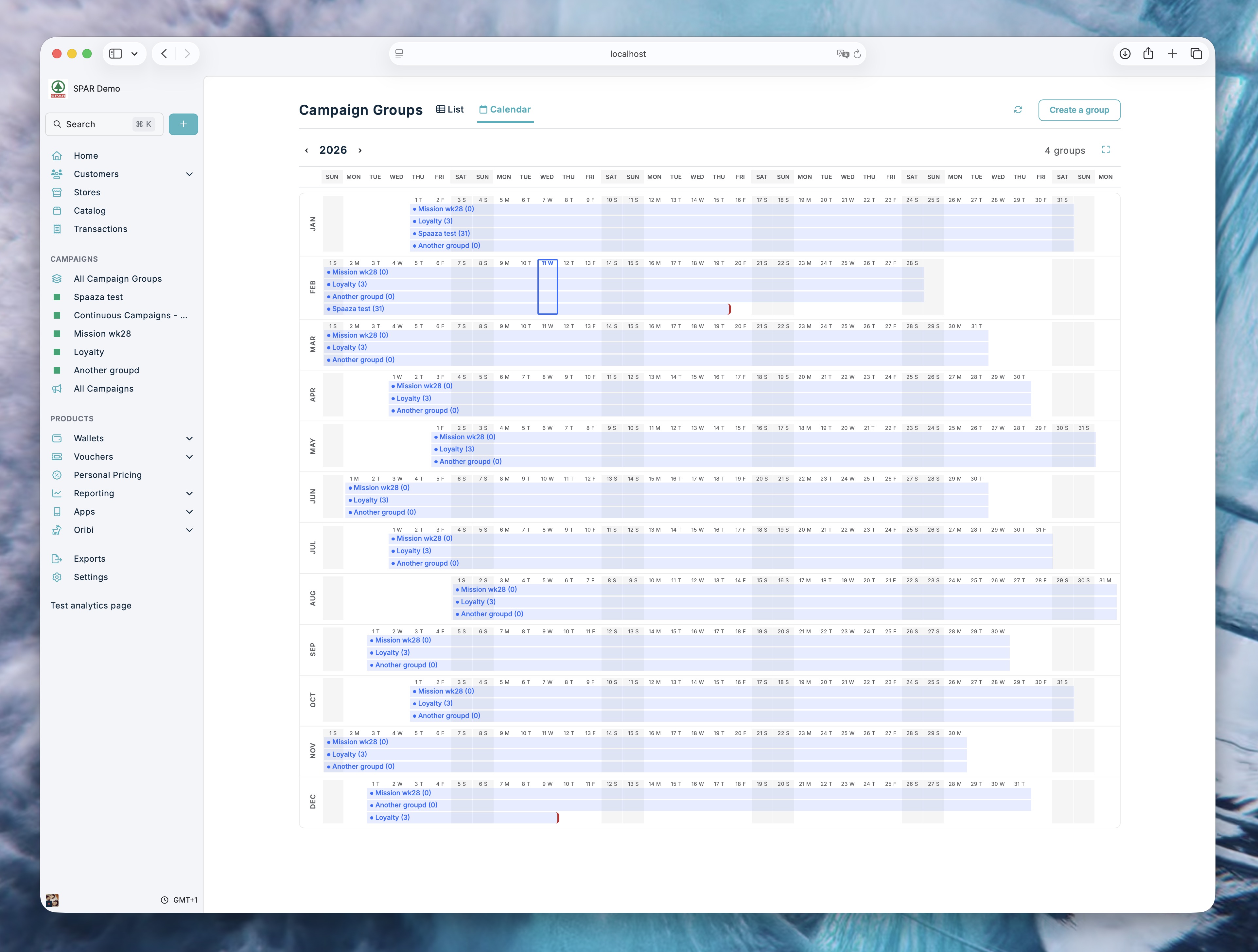 Campaign group calendar