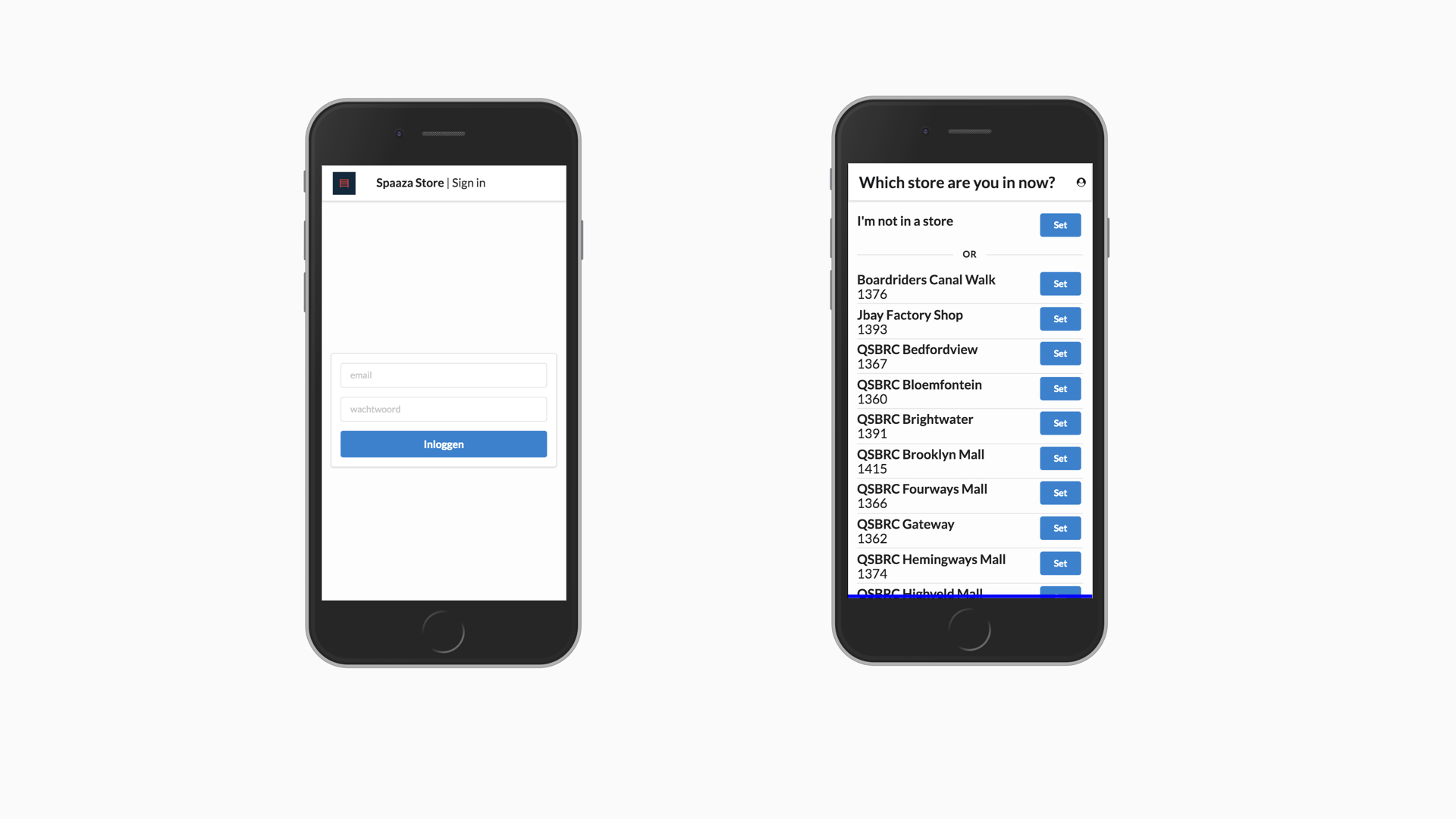 Spaaza Store login and selecting store Spaaza Store login and selecting store