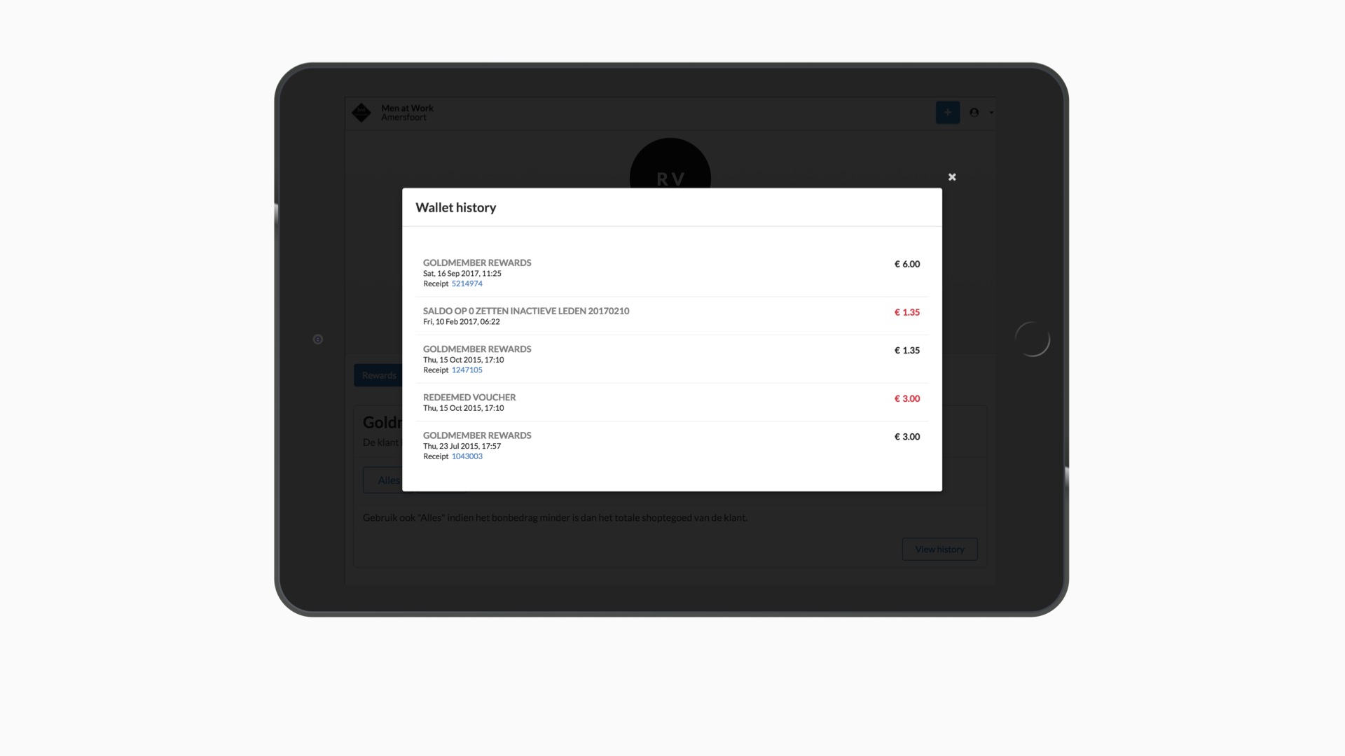 Spaaza Store wallet history Spaaza Store wallet history